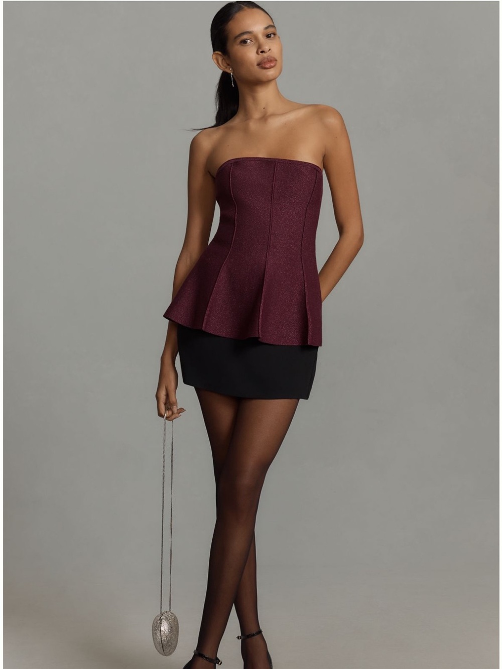 Anthropologie Plum Double-Strap Peplum Sweater Tank